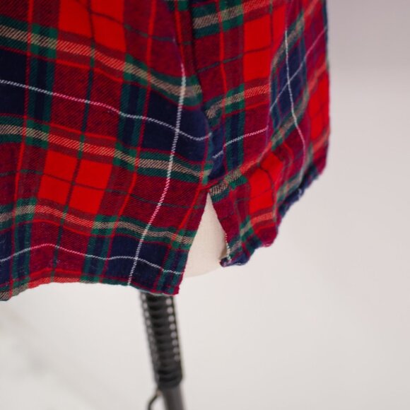 Old Navy Blue Red Green Plaid Flannel Collared Button Front Shirt Top Small Long - Picture 5 of 10